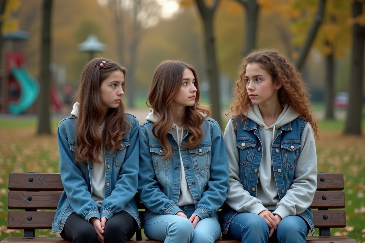 Adolescents en conflit sur un banc dans un parc