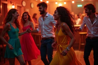 Groupe de jeunes adultes dansant salsa dans un club à Lille