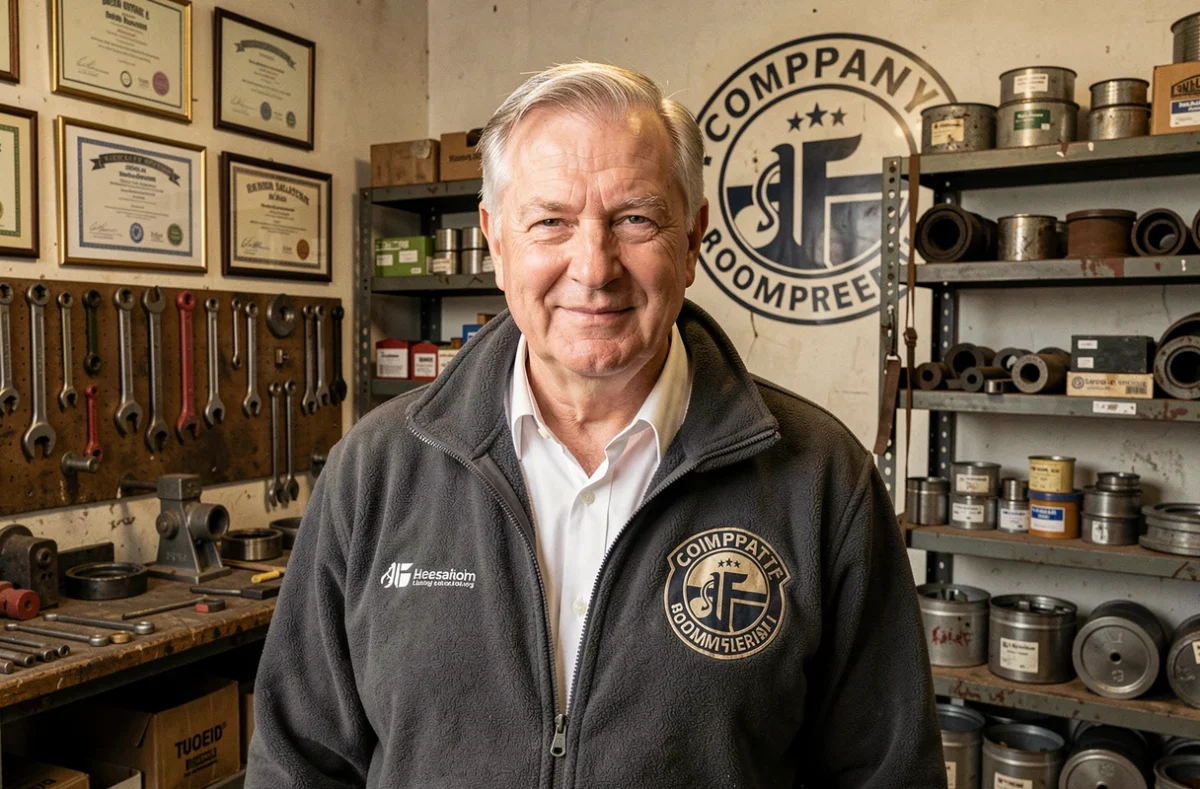 Responsable des Établissements Limosin devant l'atelier historique de cette entreprise de chauffage de la Marne