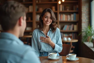 Femme souriante dans un café pour une image featured