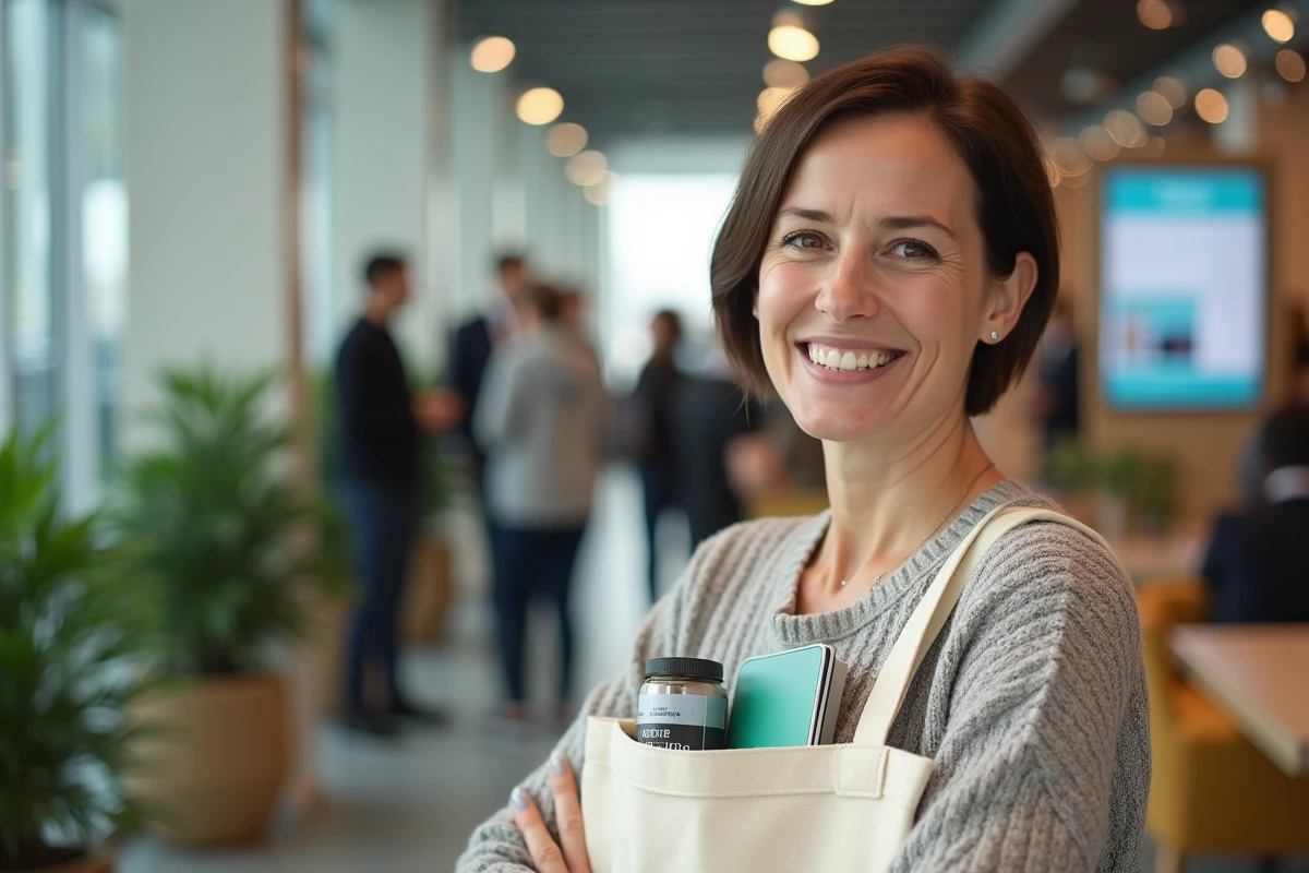 Femme souriante dans un espace d