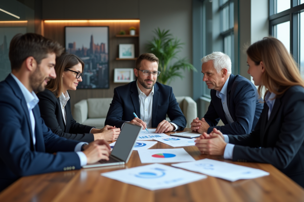 Groupe de professionnels en réunion d'affaires