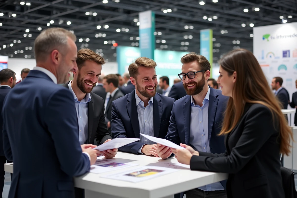 Groupe de professionnels lors d'un salon à Paris