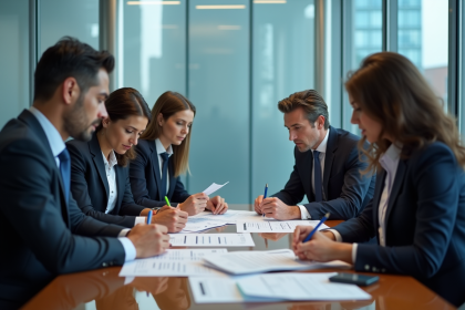 Groupe d'investisseurs en réunion d'affaires