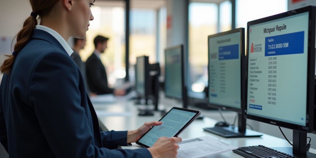 Personne utilisant une tablette dans un bureau moderne à Toulouse