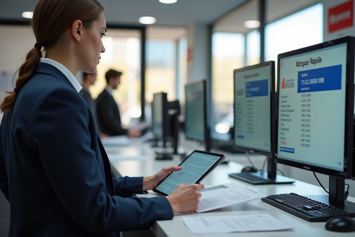 Personne utilisant une tablette dans un bureau moderne à Toulouse